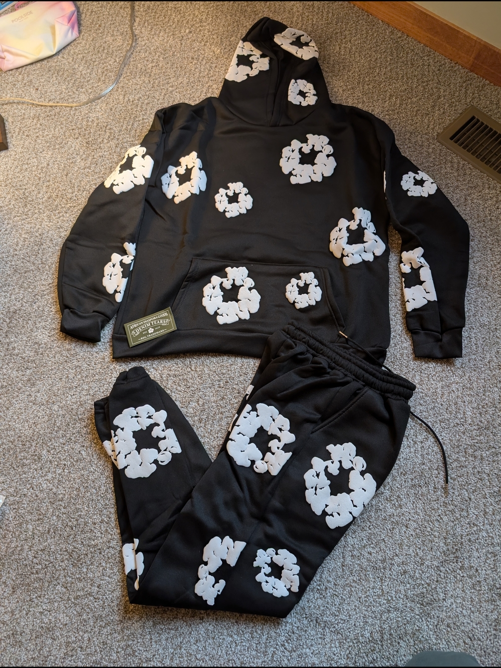 Denim Tears Black Hoodie & Sweatpants Set